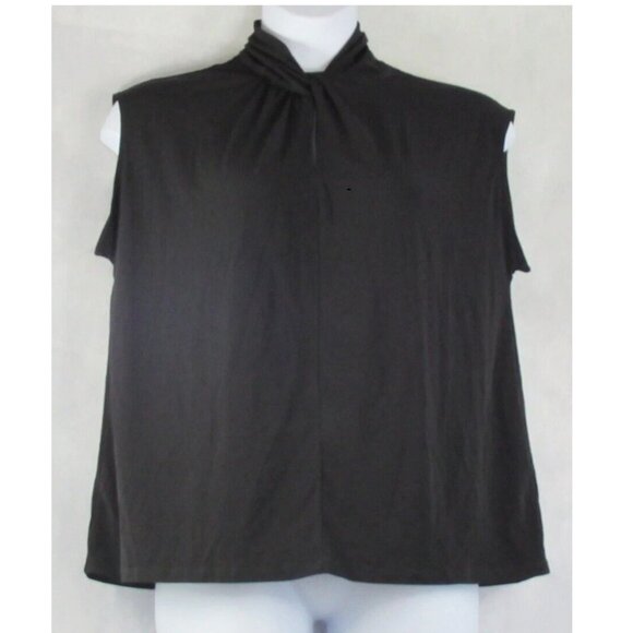 Michael Kors Women's Plus Size Twist Neck Sleeveless Top, Black, 0X - Picture 3 of 5